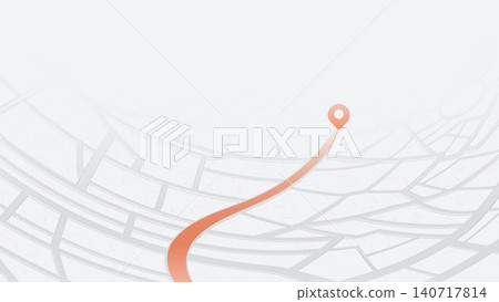 Curved city map with long orange navigation arrow. Perspective Vector illustration. Curved city map with long orange navigation arrow. Perspective Vector illustration. 140717814