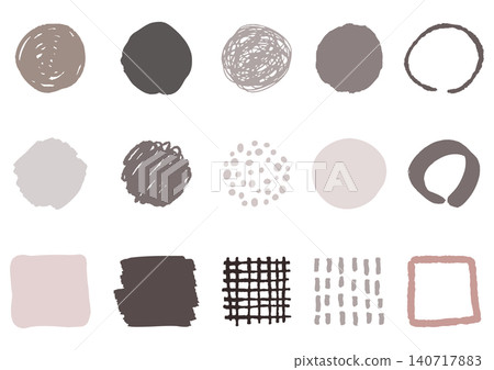 Hand-drawn vector material set of circles and squares 140717883