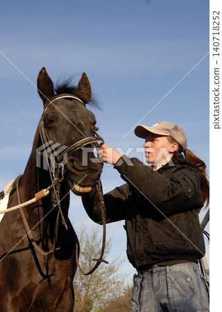 riding girl and horse riding girl and horse 140718252