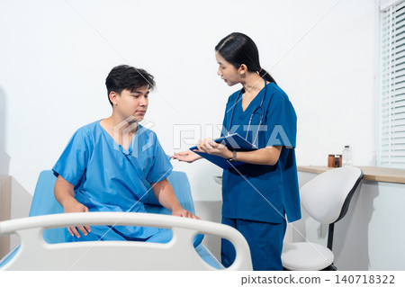 Doctor treatment patients in hospital room. Medical professionals help treat Sick people. Physical examination or flu. Concept Health care and Social Security Doctor treatment patients in hospital room. Medical professionals help treat Sick people. Physical examination or flu. Concept Health care and Social Security 140718322