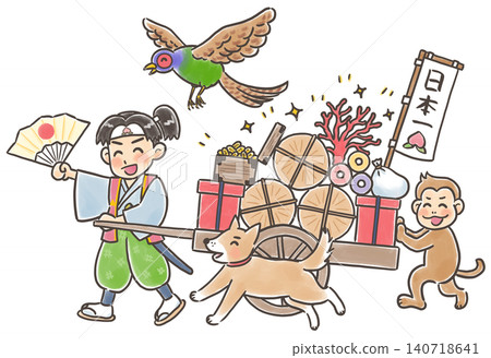 Momotaro and the dog, monkey, and pheasant who got the treasure Momotaro and the dog, monkey, and pheasant who got the treasure 140718641