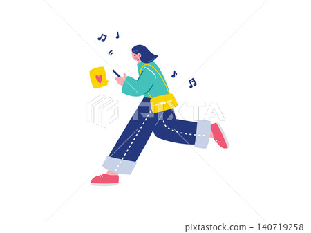 操作智能手機的婦女的例證 140719258