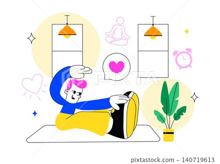 Somatic Exercises Illustration Featuring Mind Body Awareness, Gentle Movement Therapy, Stress Relief, Wellness Practice, and Relaxation Routine Somatic Exercises Illustration Featuring Mind Body Awareness, Gentle Movement Therapy, Stress Relief, Wellness Practice, and Relaxation Routine 140719613