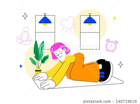 Somatic Exercises Illustration Featuring Mind Body Awareness, Gentle Movement Therapy, Stress Relief, Wellness Practice, and Relaxation Routine Somatic Exercises Illustration Featuring Mind Body Awareness, Gentle Movement Therapy, Stress Relief, Wellness Practice, and Relaxation Routine 140719619