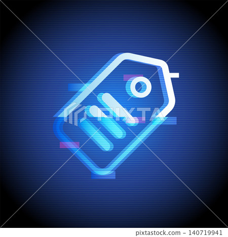 Discount Price Tag Icon with Neon Glitch Style Discount Price Tag Icon with Neon Glitch Style 140719941