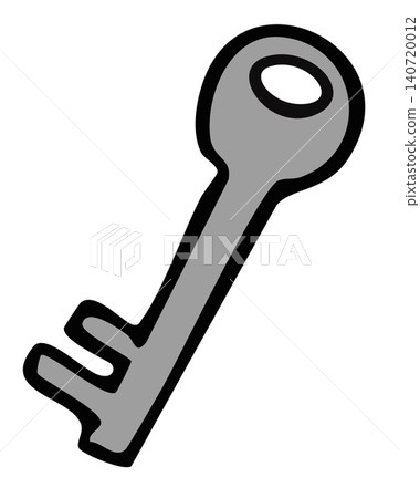 Hand drawn illustration of house key for office supplies, work from home, sign, symbol, decoration, house, workloads, working hours, weekdays, stickers, text, office workers, property, door lock, icon 140720012