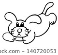 Hand drawn puppy stretching outline for kid colouring book, dog cartoon, characters, comic, mascot, stickers, tattoo, pet shop, vet, animal, home, house, yard, playtime, relaxed time, plush toy, doll 140720053