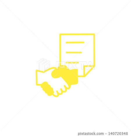 Contract signing/handshake icon material - Business/Transaction/Agreement - Yellow Contract signing/handshake icon material - Business/Transaction/Agreement - Yellow 140720348