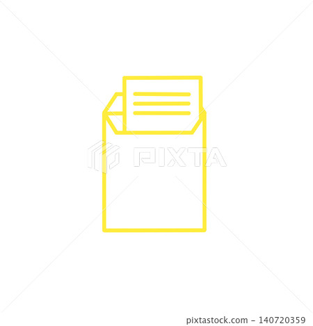 A simple icon illustration of a letter in a yellow envelope, on a white background, for business and communication purposes. A simple icon illustration of a letter in a yellow envelope, on a white background, for business and communication purposes. 140720359