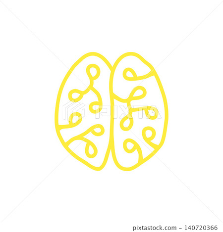 Brain illustration - yellow line drawing with a white background to evoke thoughts and ideas. Brain illustration - yellow line drawing with a white background to evoke thoughts and ideas. 140720366