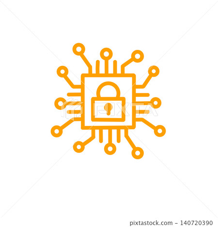 CPU and key security icon (orange) illustration material CPU and key security icon (orange) illustration material 140720390