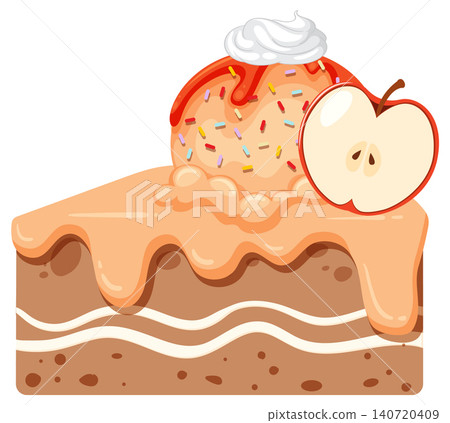 Apple Cake Slice with Ice Cream and Sprinkles Apple Cake Slice with Ice Cream and Sprinkles 140720409