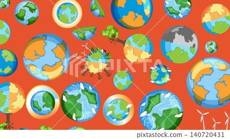 Global Warming and Green Energy Concepts with Multiple Earth Vector Illustrations Global Warming and Green Energy Concepts with Multiple Earth Vector Illustrations 140720431