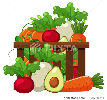 Fresh Vegetables in Wooden Crate Vector Illustration Fresh Vegetables in Wooden Crate Vector Illustration 140720441