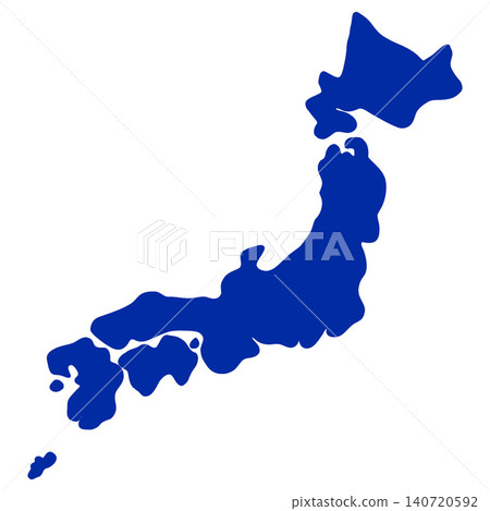 日本列島藍色剪影插圖，白色背景，地圖/地理/旅遊素材。 140720592