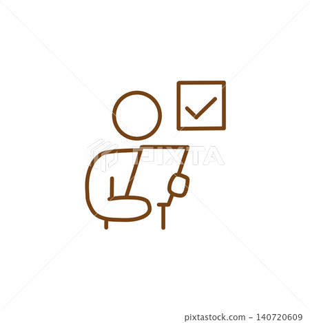 Illustration/icon material of a person reading a checklist. Suitable for task management or survey images. Illustration/icon material of a person reading a checklist. Suitable for task management or survey images. 140720609