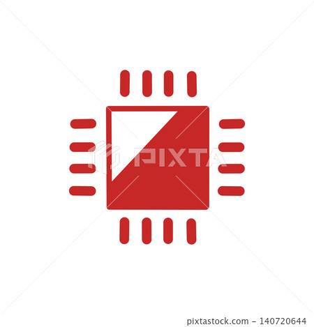Icons of semiconductor chips and processors (red) Icons of semiconductor chips and processors (red) 140720644
