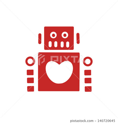 Red robot icon material: A cute design with a heart mark on its chest and a face made up of round and square parts. Red robot icon material: A cute design with a heart mark on its chest and a face made up of round and square parts. 140720645