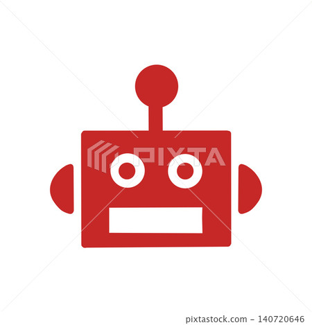 Simple red robot icon illustration on a white background; technology; AI Simple red robot icon illustration on a white background; technology; AI 140720646