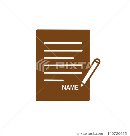 Simple illustration/icon material of a name entry field and a pencil. Simple illustration/icon material of a name entry field and a pencil. 140720655