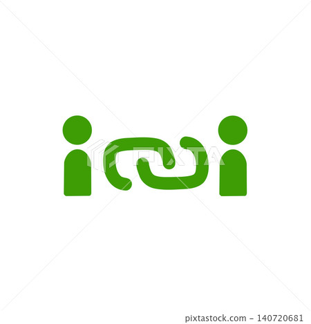 A green icon representing human connection, link, cooperation, collaboration, and communication. A green icon representing human connection, link, cooperation, collaboration, and communication. 140720681