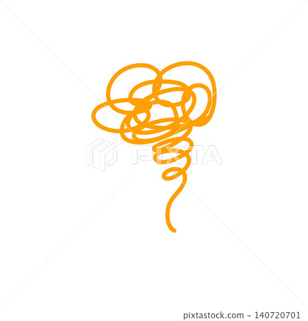 Tangled orange line art illustration - maze of thoughts - icon material 140720701