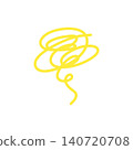 Abstract illustration material of a swirling pattern drawn in yellow ink. 140720708