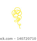 An illustration material featuring an abstract, tangled design drawn with yellow lines. 140720710