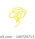 Yellow, hand-drawn style swirling line illustration - abstract design material 140720713