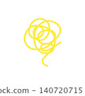 Illustration material of a tangled pattern drawn with yellow lines 140720715