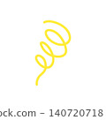 An illustration of a yellow spiral spinning around, expressing light and airy movement, with a pop and fun design. 140720718