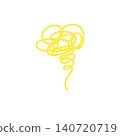 Yellow fluttering line art, swirling pattern illustration, white background, abstract design material 140720719