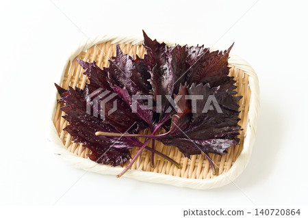 Red shiso on a colander Red shiso on a colander 140720864