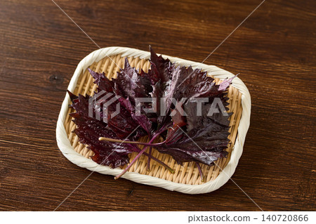 Red shiso on a colander Red shiso on a colander 140720866