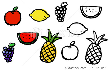 A set of simple, hand-drawn fruit icons. A set of simple, hand-drawn fruit icons. 140721045