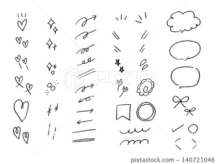 Stylish hand-drawn embellishment material set with faded pen effect 140721046