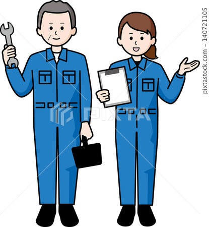 A veteran male mechanic and a young woman 140721105