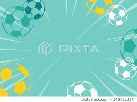 Colorful soccer ball and sunburst frame 140721334