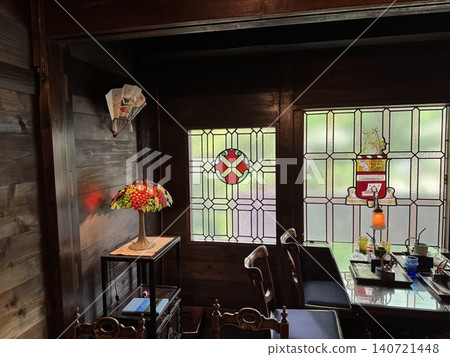 A retro-modern coffee shop interior that evokes a sense of history. A retro-modern coffee shop interior that evokes a sense of history. 140721448