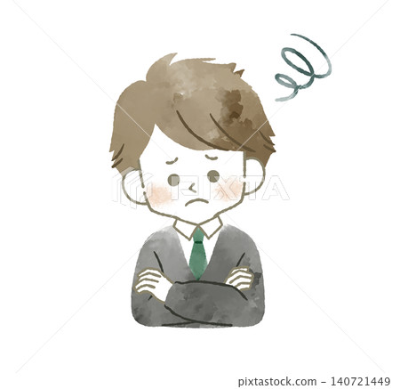 A troubled male student - watercolor A troubled male student - watercolor 140721449