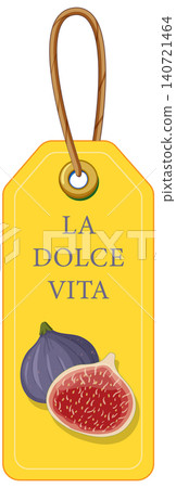 Yellow Mediterranean Style Luggage Tag with Fig Illustration and Text Yellow Mediterranean Style Luggage Tag with Fig Illustration and Text 140721464