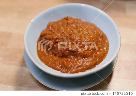 Rich Red Sauce in Blue Bowl Rich Red Sauce in Blue Bowl 140721510