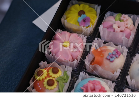 Colorful Decorated Pastries in a Tray Colorful Decorated Pastries in a Tray 140721536
