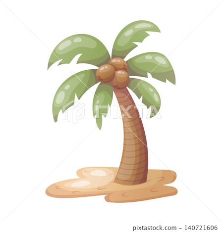Vector illustration of tropical palm tree on sandy island Vector illustration of tropical palm tree on sandy island 140721606