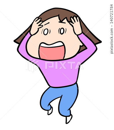 An illustration of a comical woman with her eyes rolled back, holding her head in both hands and her mouth wide open in shock. An illustration of a comical woman with her eyes rolled back, holding her head in both hands and her mouth wide open in shock. 140721784