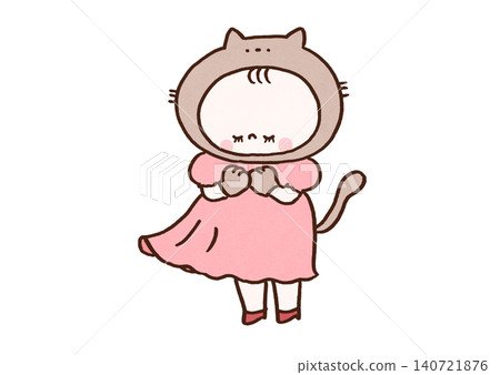 A woman pretending to be demure by wearing a cat mask (wearing a cat mask - true feelings and outward appearance) A woman pretending to be demure by wearing a cat mask (wearing a cat mask - true feelings and outward appearance) 140721876