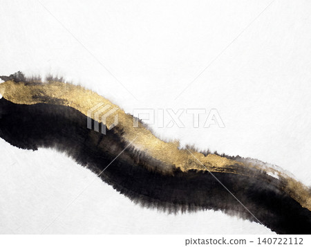 充滿活力的日式現代背景，水墨和金色水彩以對角線交錯的方式呈現。 140722112