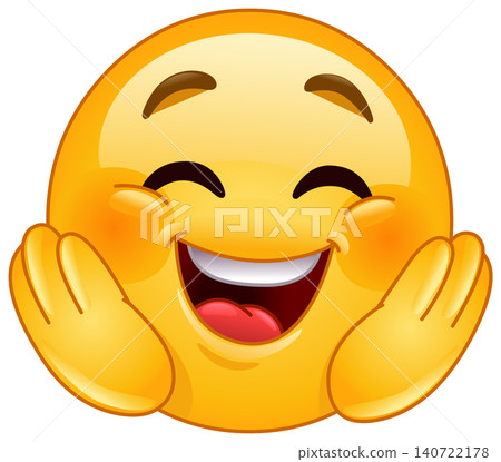Happy Emoticon with Hands on Cheeks 140722178