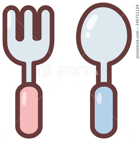 Cute Fork and Spoon 140722184