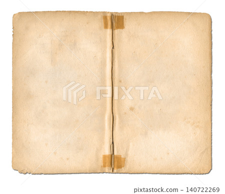 Aged stitched paper sheet isolated on white 140722269